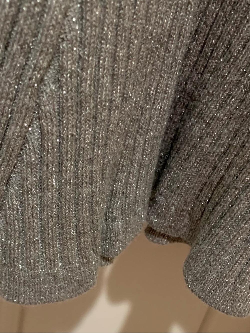 Lane Bryant Sparkle Silver Ribbed Long Sleeve BODYCON Top NWOT 2X - Picture 4 of 6
